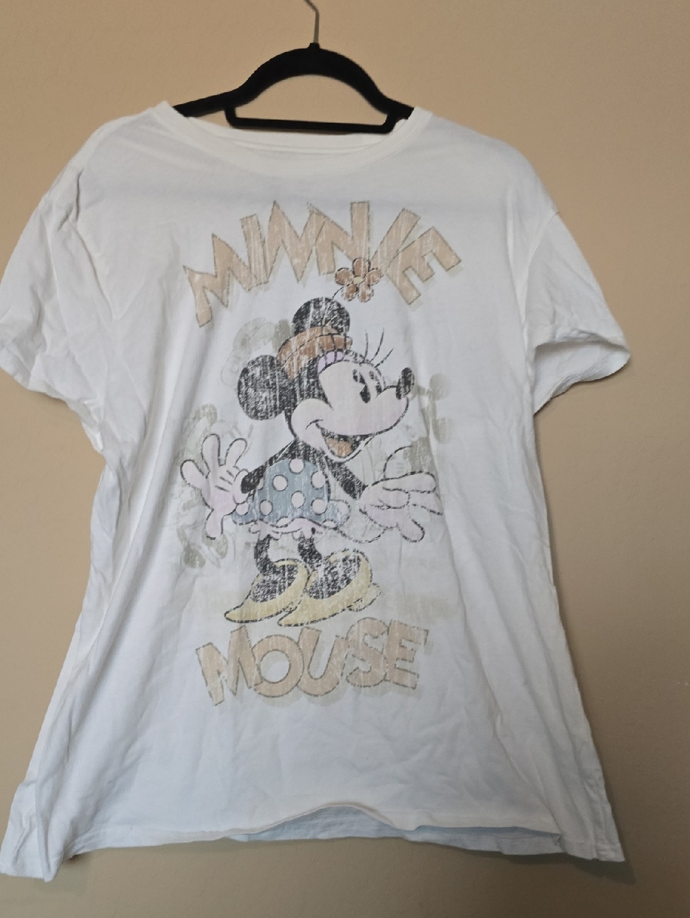 Disney White Minnie Mouse Graphic Tee with Pastel Accents